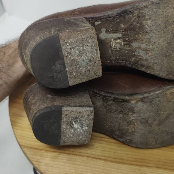 Frye Maggie Perf Oxford Wingtip Heeled Booties- Womens- Size 7-Brown-Leather - Picture 6 of 12